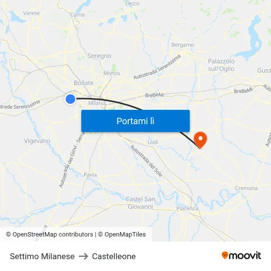 Settimo Milanese to Castelleone map
