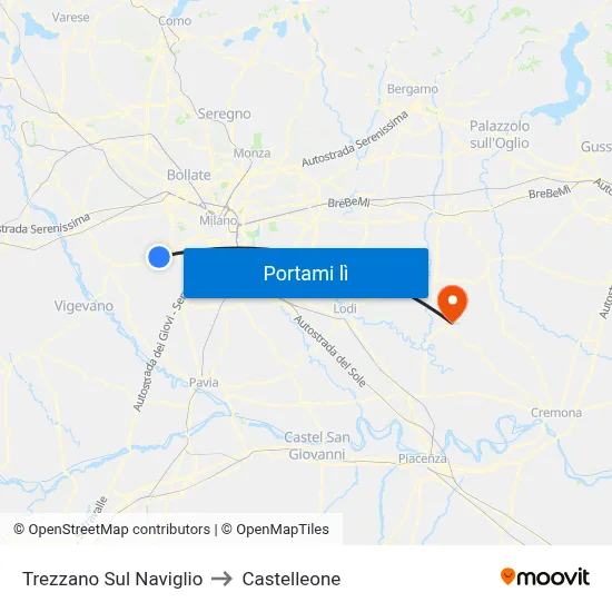 Trezzano Sul Naviglio to Castelleone map