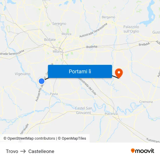 Trovo to Castelleone map