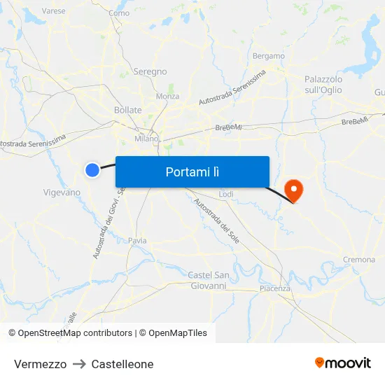 Vermezzo to Castelleone map