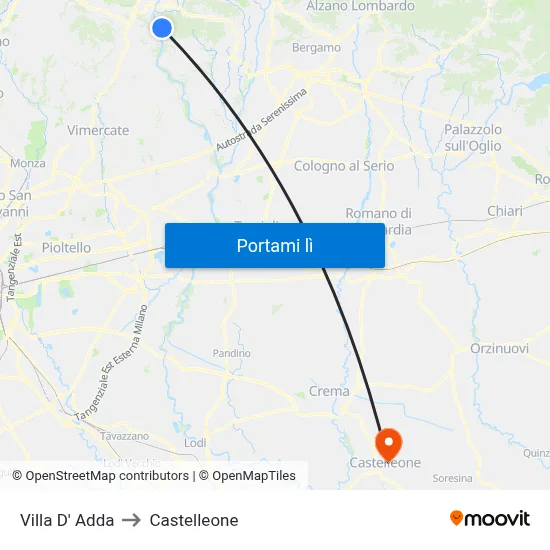 Villa D' Adda to Castelleone map