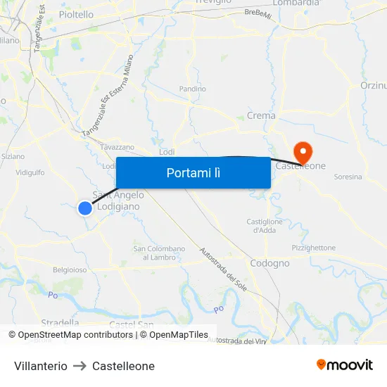 Villanterio to Castelleone map