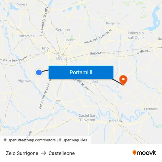 Zelo Surrigone to Castelleone map