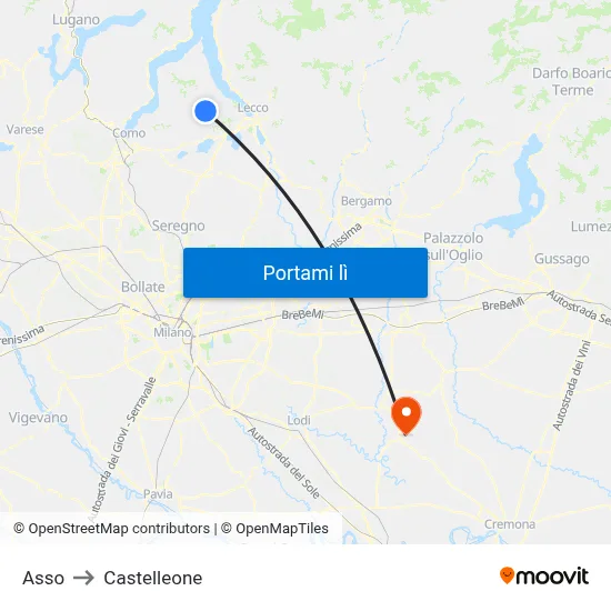 Asso to Castelleone map