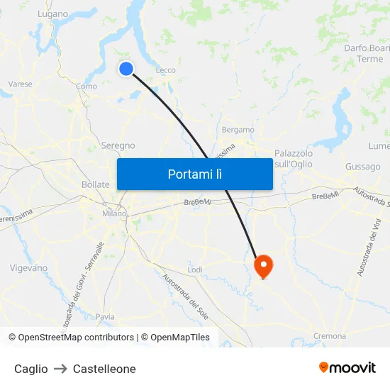 Caglio to Castelleone map