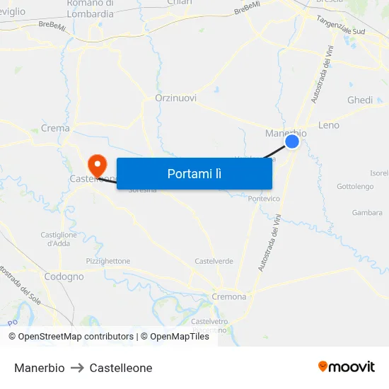 Manerbio to Castelleone map