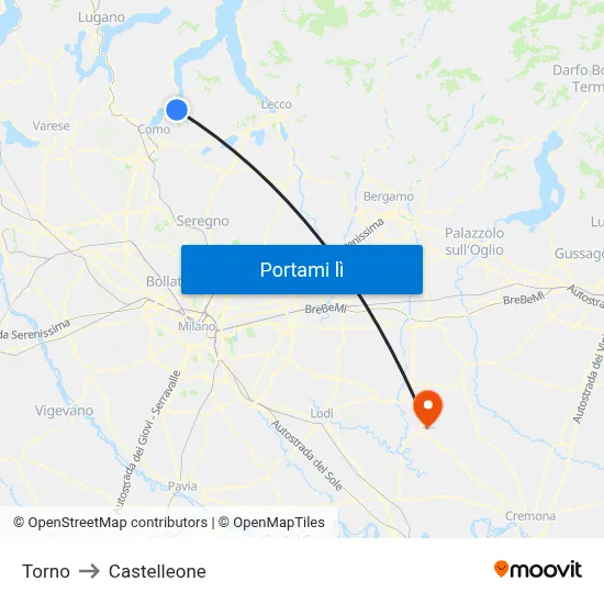 Torno to Castelleone map