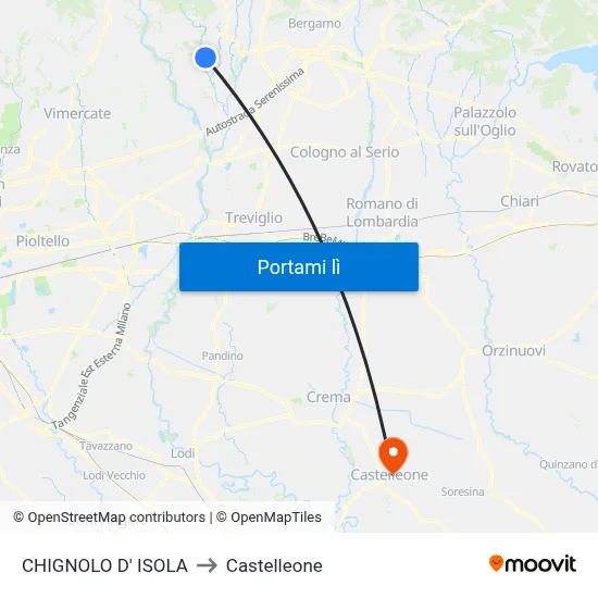 CHIGNOLO D' ISOLA to Castelleone map