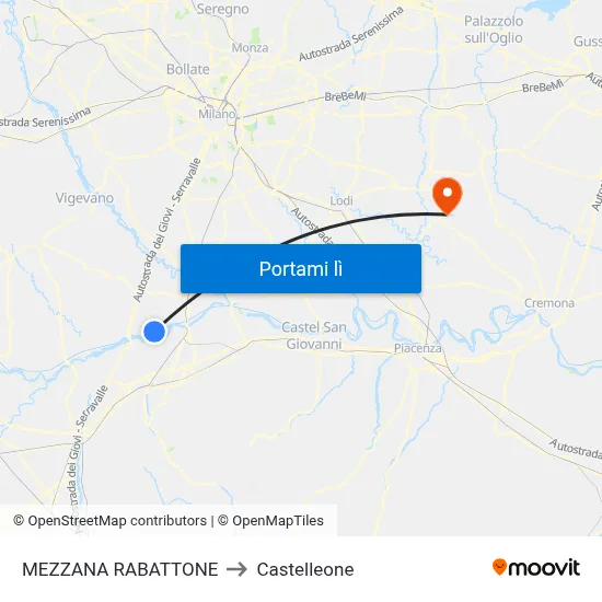 MEZZANA RABATTONE to Castelleone map
