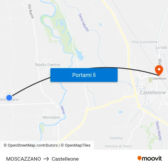 MOSCAZZANO to Castelleone map