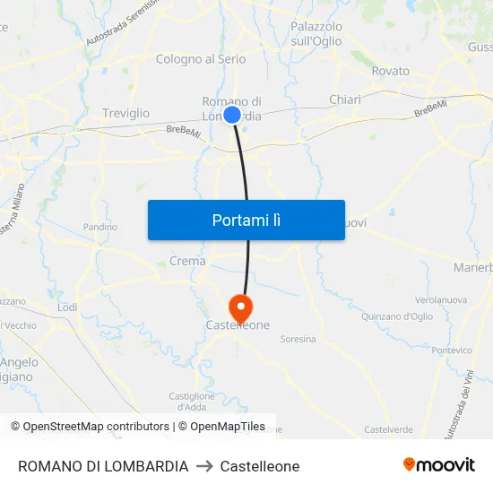 ROMANO DI LOMBARDIA to Castelleone map