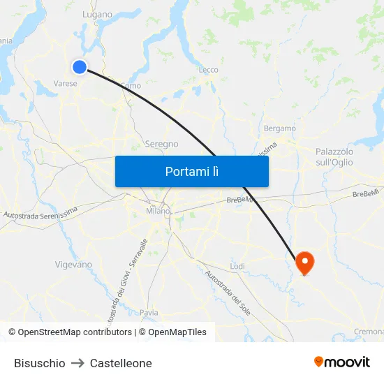Bisuschio to Castelleone map
