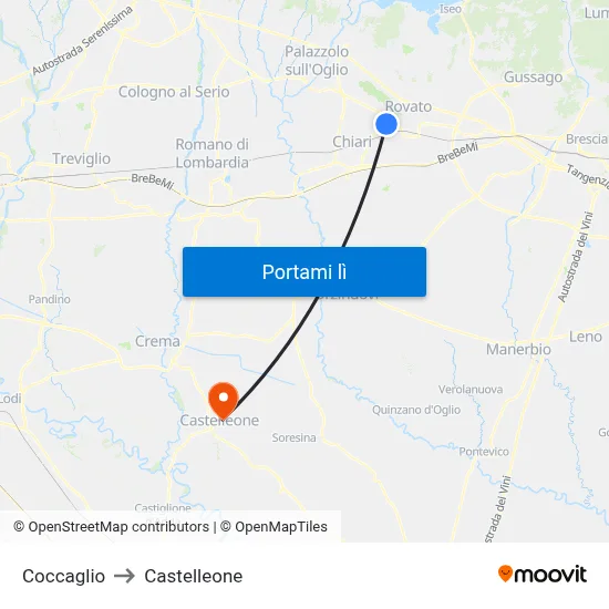 Coccaglio to Castelleone map