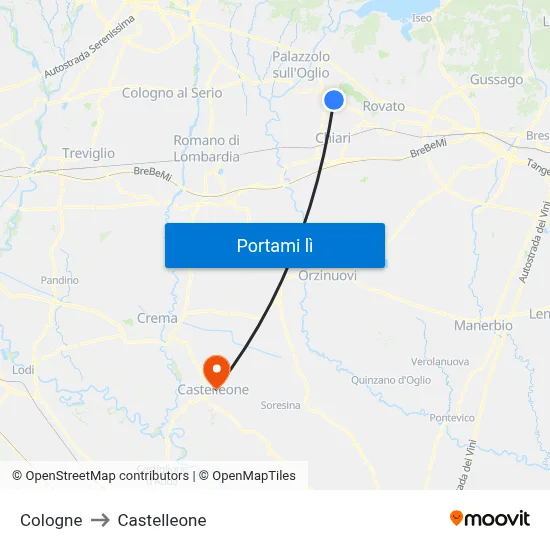 Cologne to Castelleone map