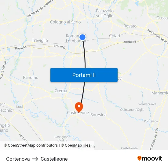 Cortenova to Castelleone map