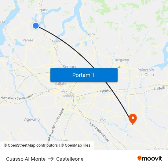 Cuasso Al Monte to Castelleone map