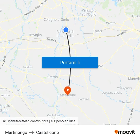 Martinengo to Castelleone map