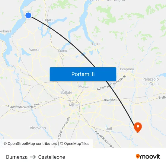 Dumenza to Castelleone map