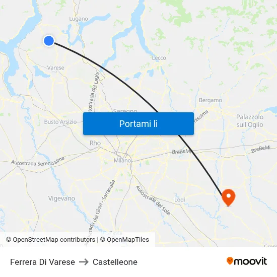 Ferrera Di Varese to Castelleone map