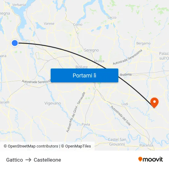 Gattico to Castelleone map