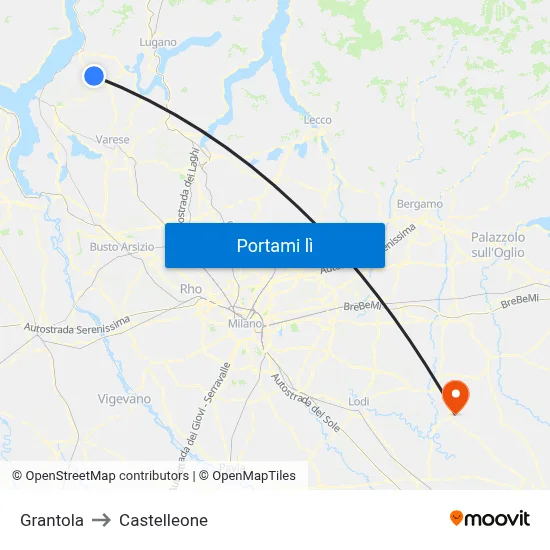 Grantola to Castelleone map