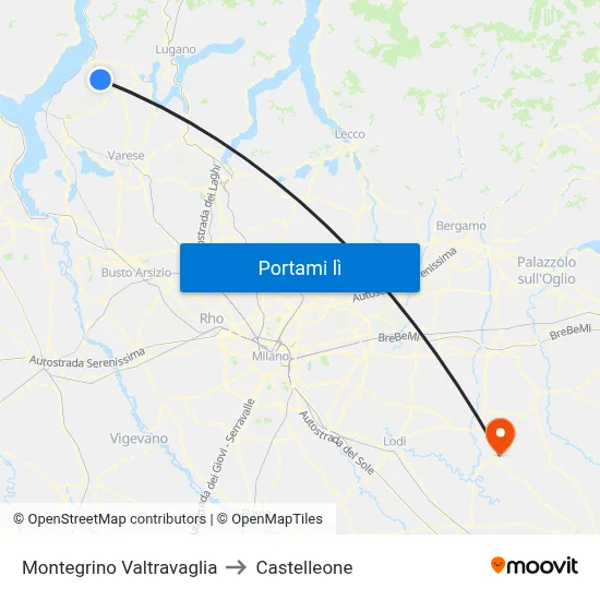 Montegrino Valtravaglia to Castelleone map