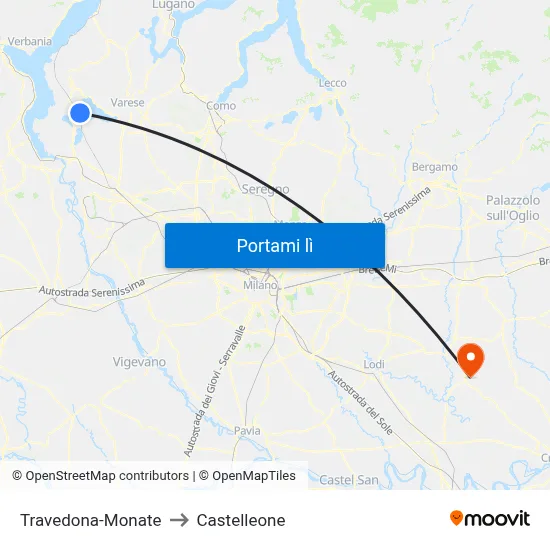 Travedona-Monate to Castelleone map