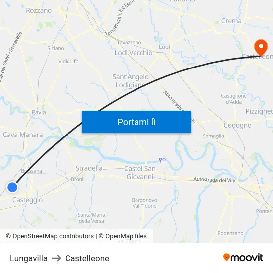 Lungavilla to Castelleone map