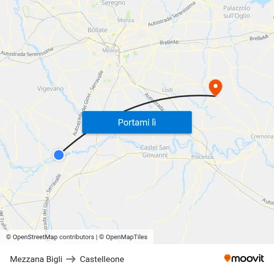 Mezzana Bigli to Castelleone map