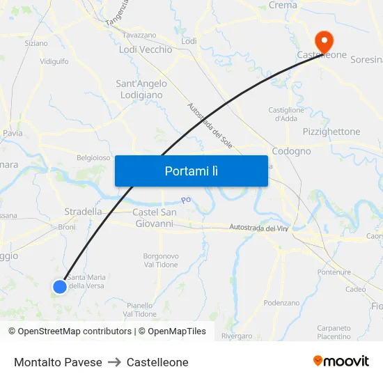Montalto Pavese to Castelleone map