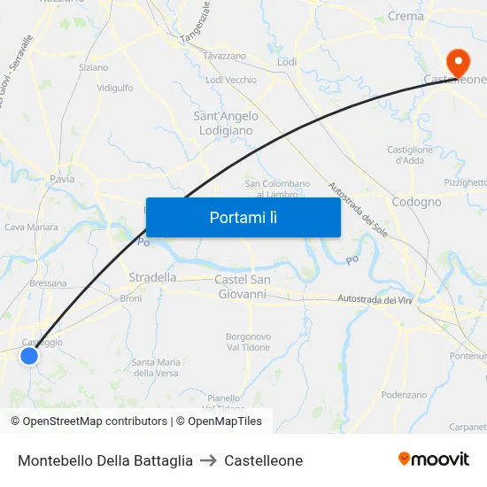 Montebello Della Battaglia to Castelleone map