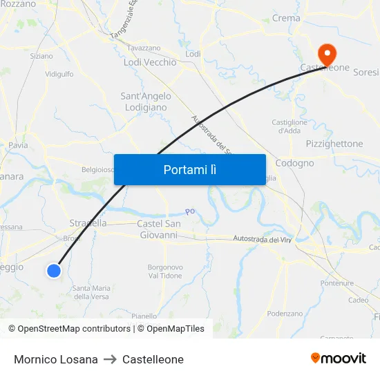 Mornico Losana to Castelleone map