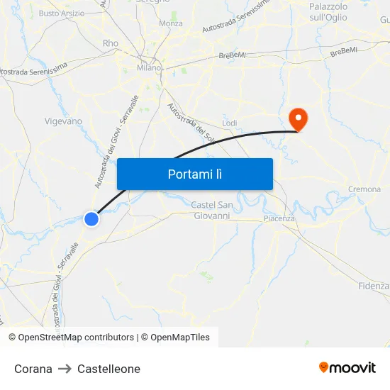 Corana to Castelleone map