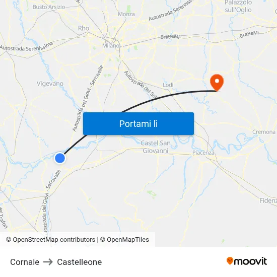 Cornale to Castelleone map
