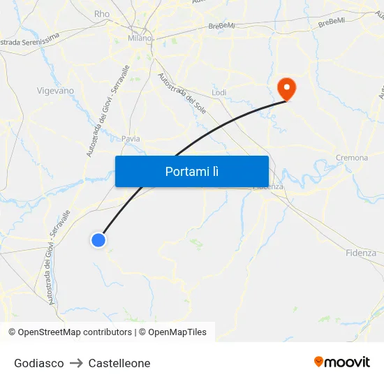 Godiasco to Castelleone map