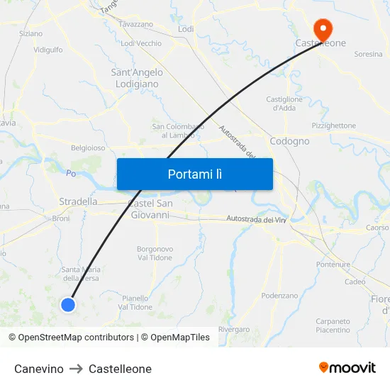 Canevino to Castelleone map