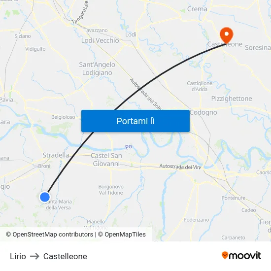 Lirio to Castelleone map