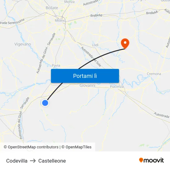 Codevilla to Castelleone map