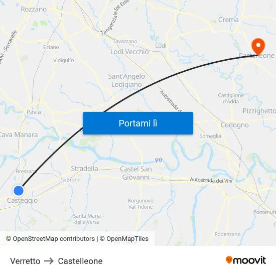 Verretto to Castelleone map