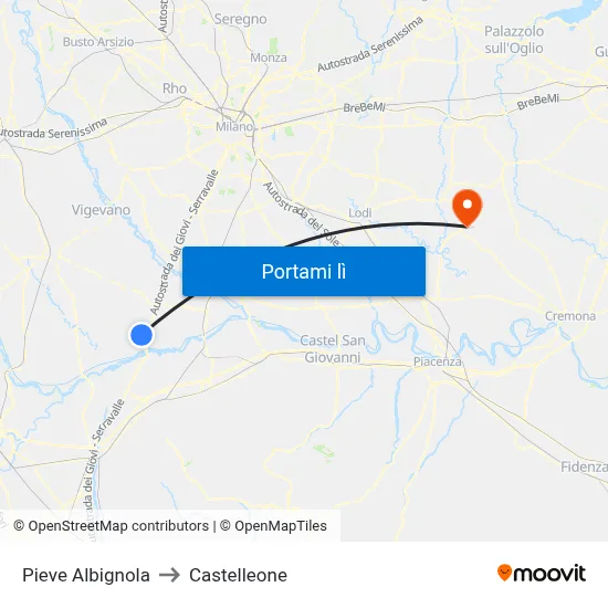 Pieve Albignola to Castelleone map
