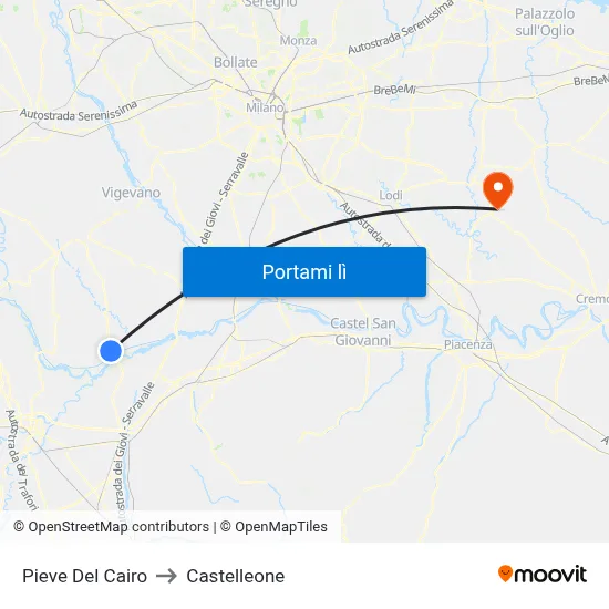 Pieve Del Cairo to Castelleone map