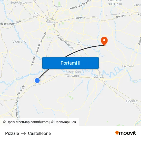 Pizzale to Castelleone map