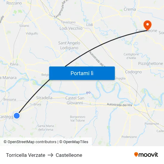 Torricella Verzate to Castelleone map