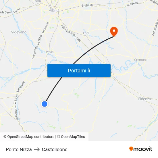 Ponte Nizza to Castelleone map