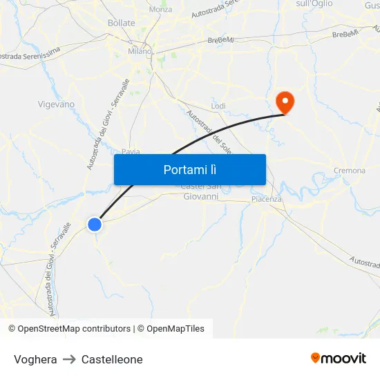 Voghera to Castelleone map