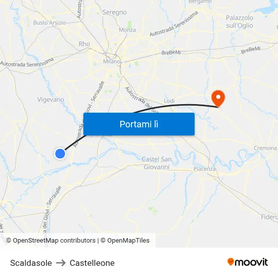 Scaldasole to Castelleone map