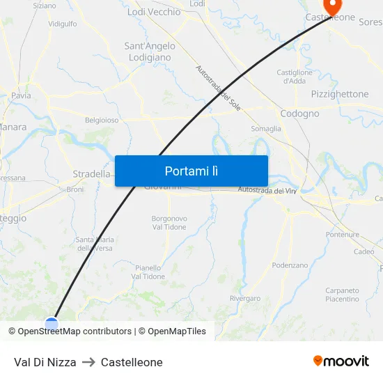 Val Di Nizza to Castelleone map