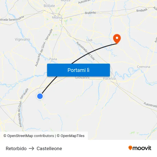 Retorbido to Castelleone map