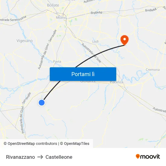 Rivanazzano to Castelleone map