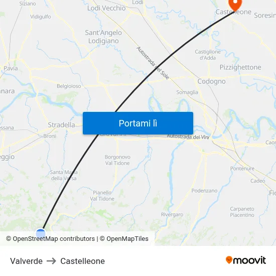 Valverde to Castelleone map